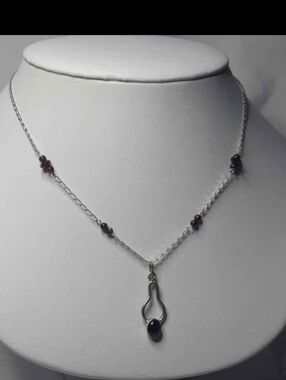 Sterling Silver Genuine Garnet Necklace
